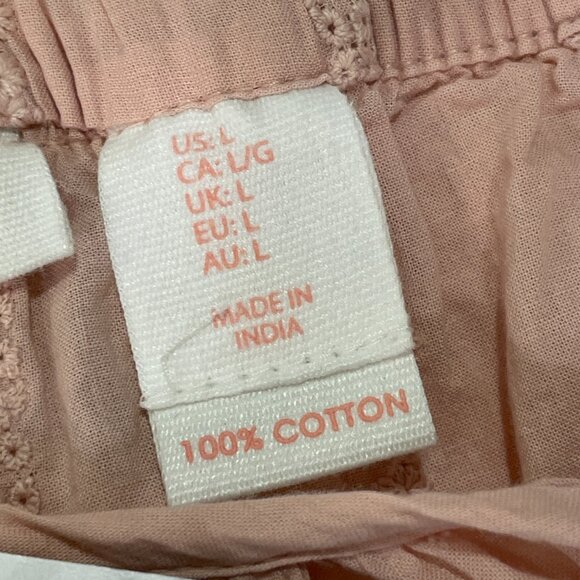 SHABBY CHIC (NWT) 2 PC Ruffled Woven Eyelet Pajama Shorts/Top, Pink - L - Picture 6 of 8